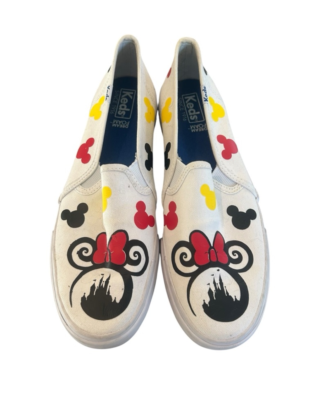 Keds DISNEY White Minnie Mouse Slip-On Sneakers with Red Bow size 8
